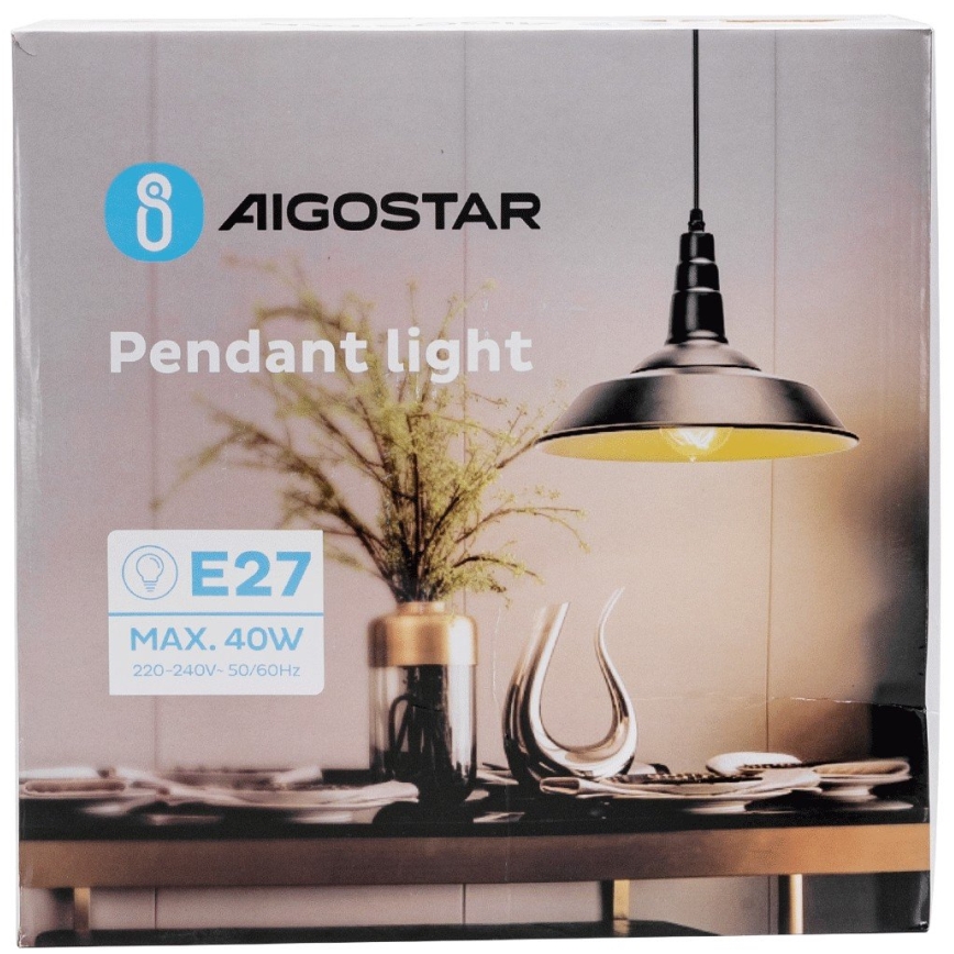 Aigostar - LED Lustr na lanku 1xE27/60W/230V pr. 36 cm černá