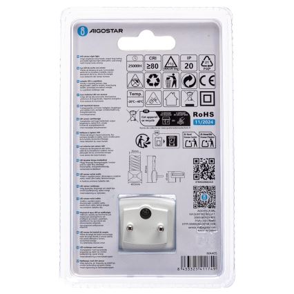 Aigostar - LED Noční světlo se senzorem soumraku LED/0,2W/230V 3000K