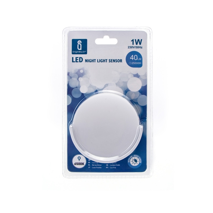 Aigostar - LED Noční světlo se senzorem soumraku LED/1W/230V 6500K kulatý