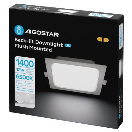 Aigostar - LED Podhledové svítidlo LED/12W/230V 6500K 17,5x17,5 cm bílá