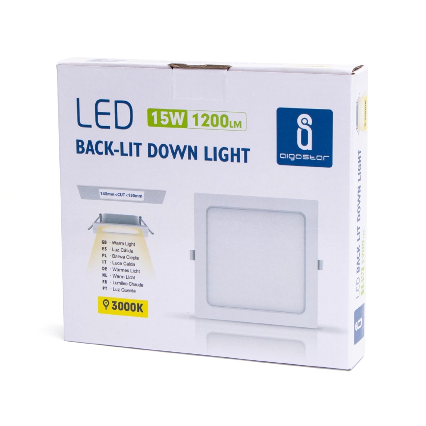 Aigostar - LED Podhledové svítidlo LED/15W/230V 17,5x17,5 cm 3000K bílá