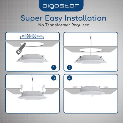 Aigostar - LED Koupelnové podhledové svítidlo LED/15W/230V 4000K IP44 pr. 14,5 cm bílá