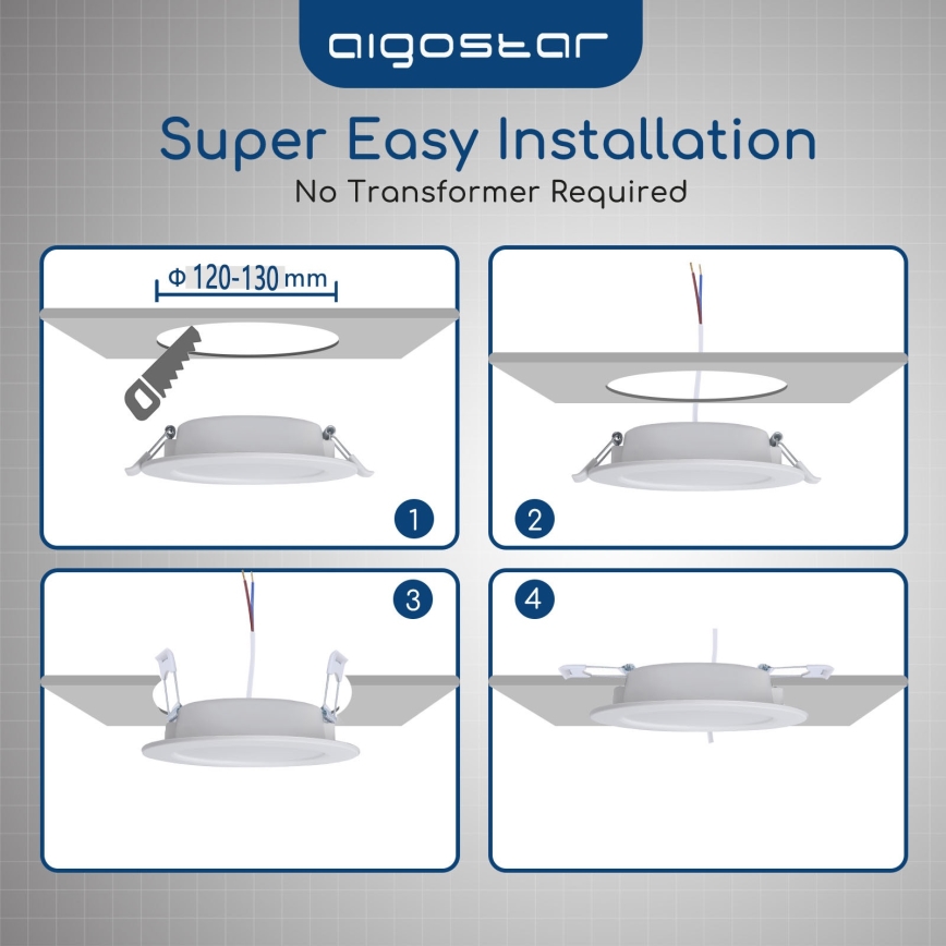 Aigostar - LED Koupelnové podhledové svítidlo LED/15W/230V 4000K IP44 pr. 14,5 cm bílá