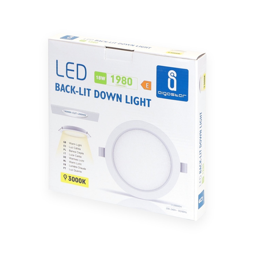 Aigostar - LED Podhledové svítidlo LED/18W/230V 3000K pr. 27,5 cm bílá