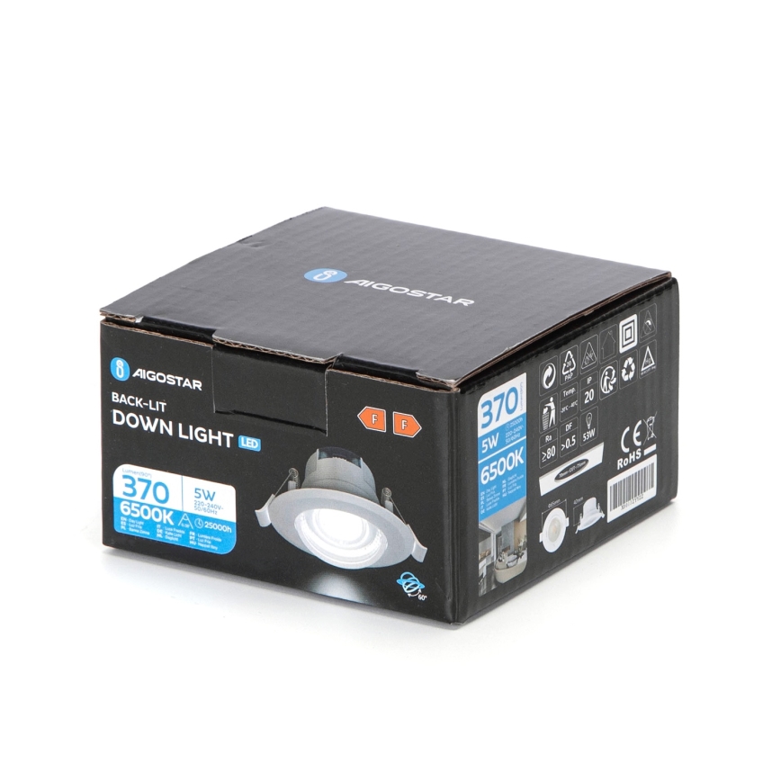 Aigostar - LED Podhledové svítidlo LED/5W/230V 6500K pr. 8,5 cm bílá