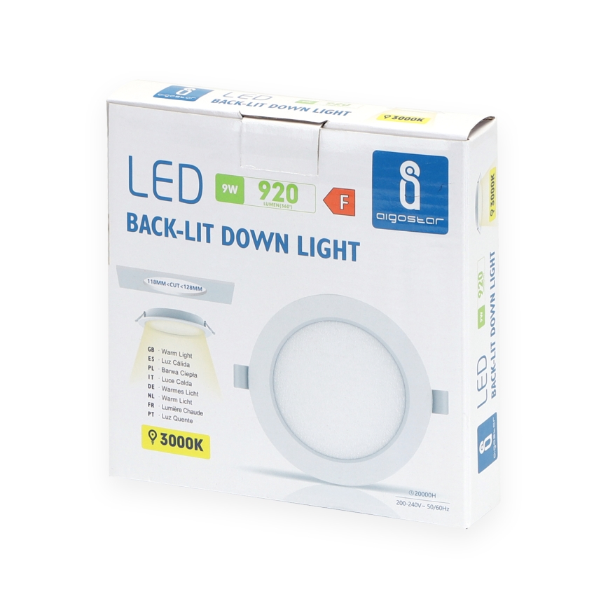 Aigostar - LED Podhledové svítidlo LED/9W/230V 3000K pr. 14,5 cm bílá