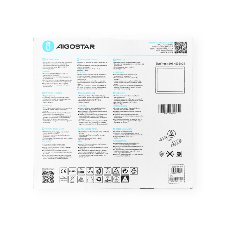 Aigostar - LED Podhledový panel LED/40W/230V 6500K 60x60cm bílá