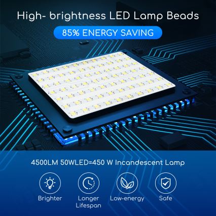 Aigostar - LED Reflektor LED/50W/230V 6400K IP65 černá