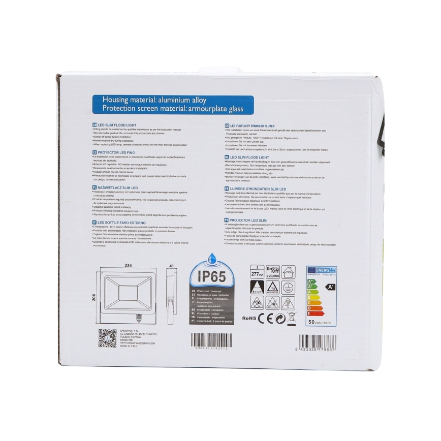 Aigostar - LED Reflektor LED/50W/230V 6400K IP65 černá