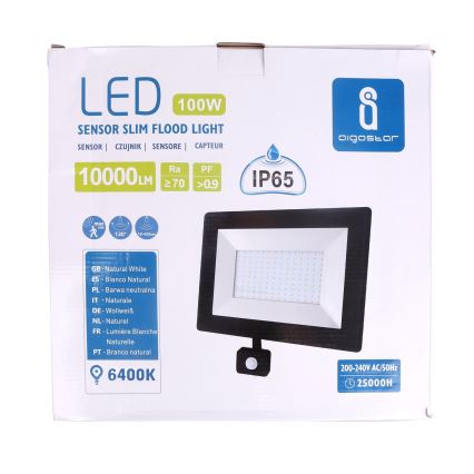 Aigostar - LED Reflektor se senzorem LED/100W/230V IP65 černá