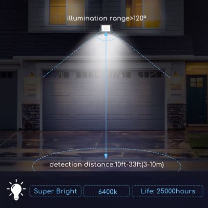 Aigostar - LED Reflektor se senzorem LED/20W/230V 6400K IP65 černá