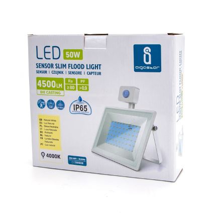 Aigostar - LED Reflektor se senzorem LED/50W/230V 4000K IP65 bílá