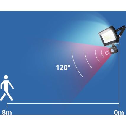 Aigostar - LED Reflektor se senzorem LED/50W/230V 4000K IP65 černá