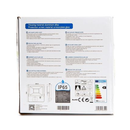 Aigostar - LED Reflektor se senzorem LED/50W/230V 6400K IP65 černá