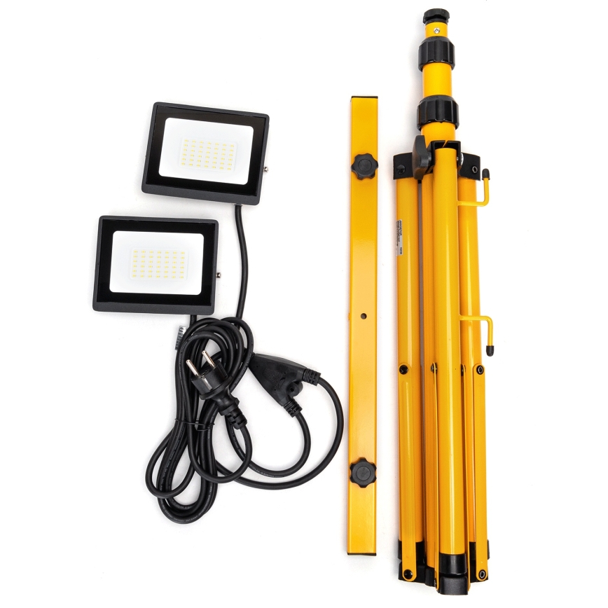 Aigostar - LED Reflektor se stojanem 2xLED/30W/230V 6500K IP65 oranžová/černá