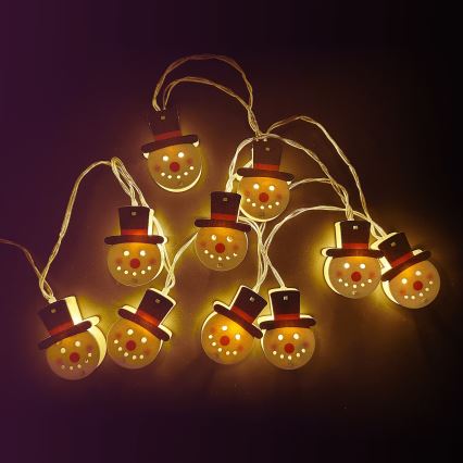 Aigostar - LED  řetěz 10xLED/3xAA 1,5m teplá bílá sněhulák