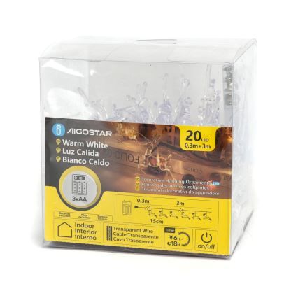 Aigostar - LED  řetěz 20xLED/3xAA 3,3m soby
