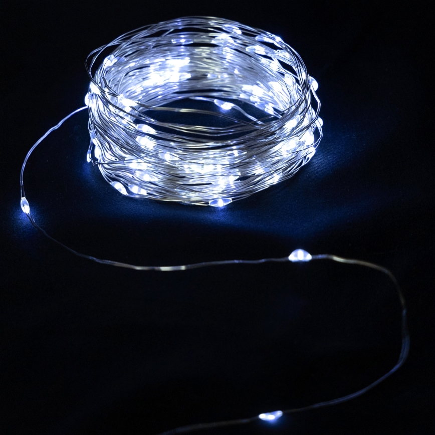 Aigostar - LED Venkovní řetěz 50xLED/3xAA IP44 5,3 m studená bílá