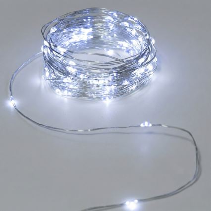 Aigostar - LED Venkovní řetěz 50xLED/3xAA IP44 5,3 m studená bílá