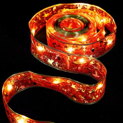 Aigostar - LED  řetěz 50xLED/3xAA 5m teplá bílá červená
