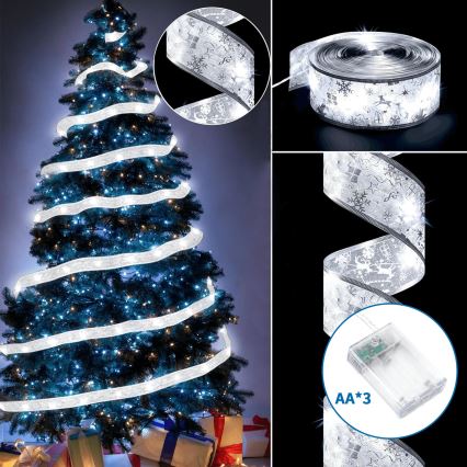 Aigostar - LED  řetěz 50xLED/3xAA 5 m teplá bílá stříbrná