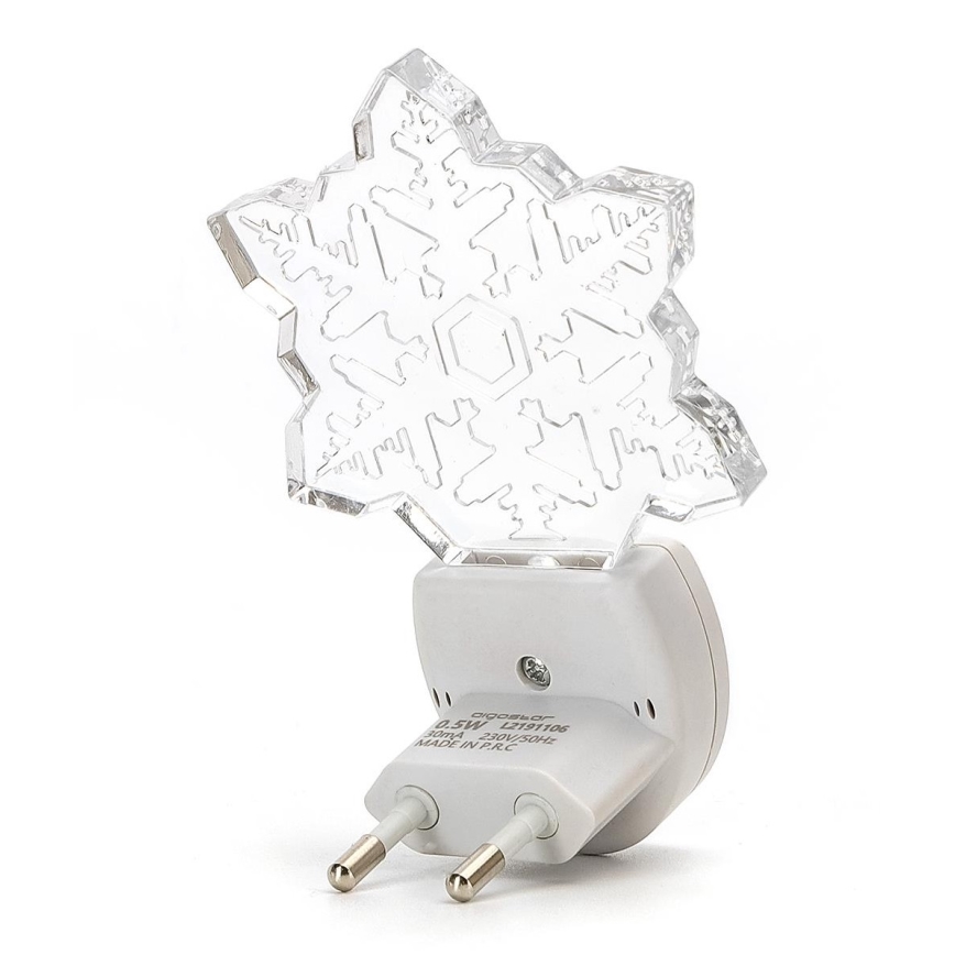 Aigostar - LED RGB Noční světlo se senzorem soumraku LED/0,5W/230V vločka