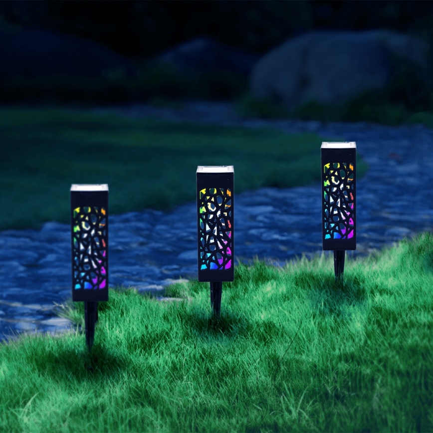 Aigostar - LED RGB Solární lampa LED/0,006W/1,2V 28,5cm černá  IP44 100 mAh