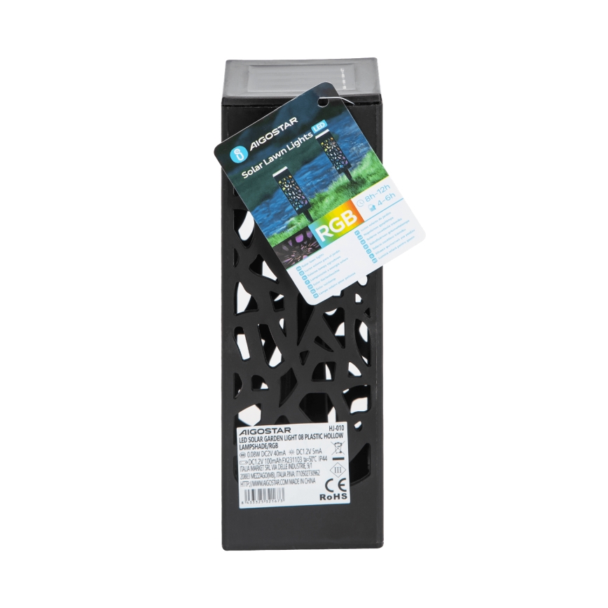 Aigostar - LED RGB Solární lampa LED/0,006W/1,2V 28,5cm černá  IP44 100 mAh
