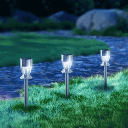 Aigostar - LED RGB Solární lampa LED/0,006W/1,2V 35,5 cm 100 mAh matný chrom IP44