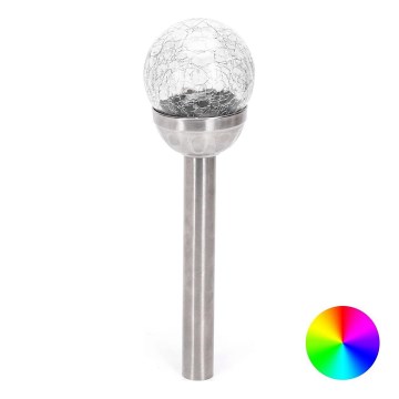 Aigostar - LED RGB Solární lampa LED/0,006W/1,2V 37,8cm matný chrom IP44