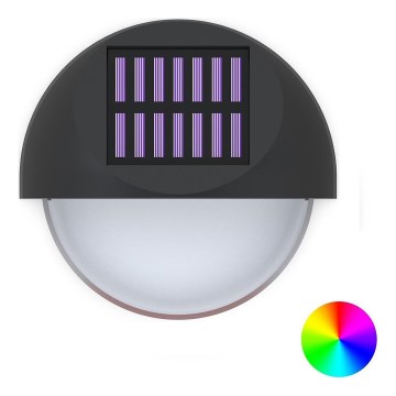 Aigostar - LED RGB Solární nástěnné svítidlo LED/1W/1,2V černá IP44