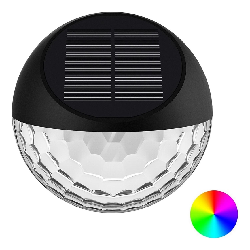 Aigostar - LED RGB Solární nástěnné svítidlo LED/2W/1,2V černá IP44