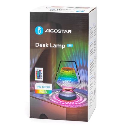 Aigostar - LED RGB Stmívatelná nabíjecí stolní lampa LED/1W/5V 1800mAh 20 cm + dálkové ovládání