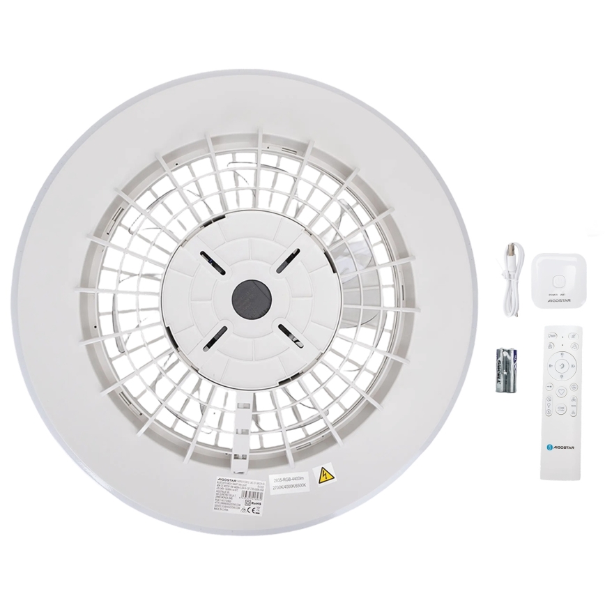 Aigostar - LED RGB Stmívatelné stropní svítidlo s ventilátorem MESH LED/40W/230V 2700-6500K bílá + dálkové ovládání