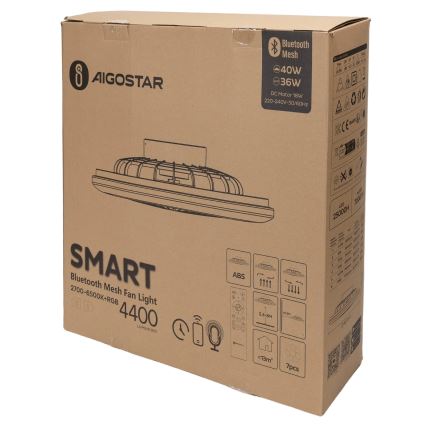 Aigostar - LED RGB Stmívatelné stropní svítidlo s ventilátorem MESH LED/40W/230V 2700-6500K bílá + dálkové ovládání