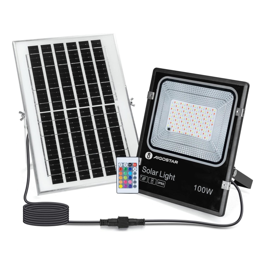 Aigostar - LED RGB Stmívatelný solární reflektor LED/100W/3,2V IP66 + dálkové ovládání
