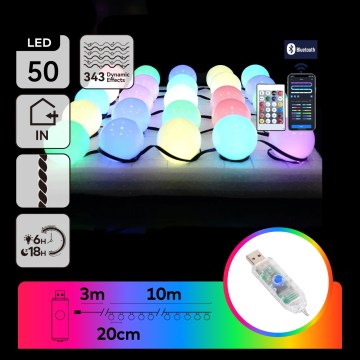 Aigostar - LED RGBIC Dekorační řetěz 25xLED/5W/USB 10 m multicolor