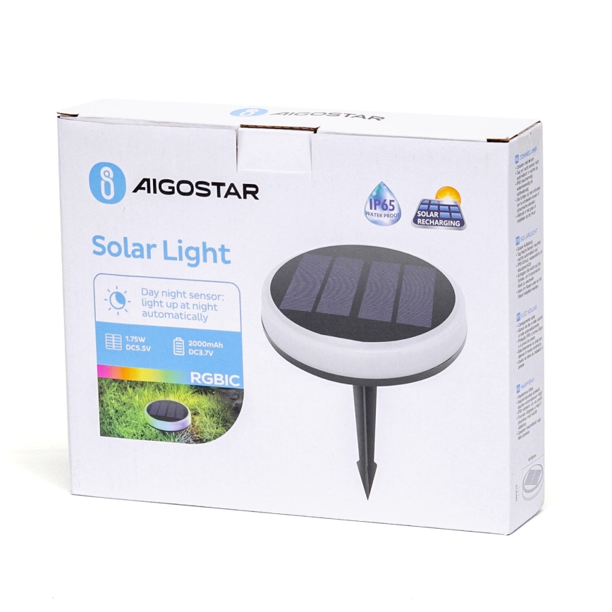 Aigostar - LED RGBIC Solární svítidlo LED/0,6W/3,7V IP65