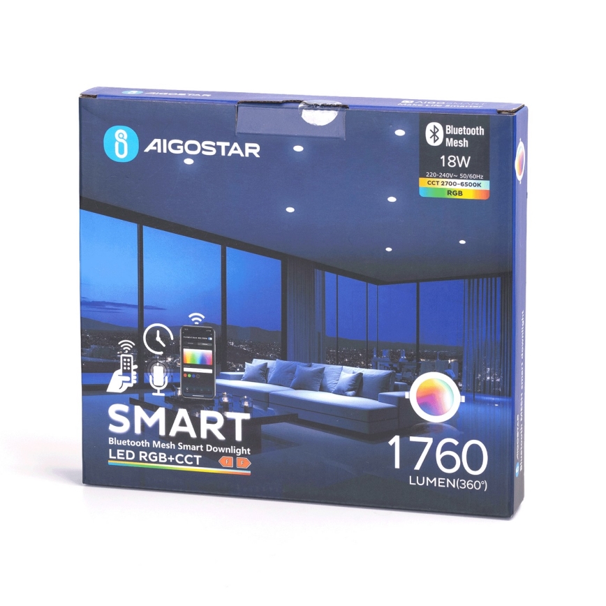 Aigostar - LED RGBW Stmívatelné koupelnové podhledové svítidlo MESH Smart LED/18W/230V 2700-6500K IP44