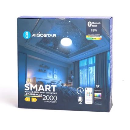 Aigostar - LED RGBW Stmívatelné koupelnové stropní svítidlo MESH Smart LED/18W/230V 3000-6500K IP44 + dálkové ovládání