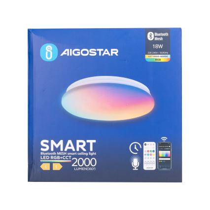 Aigostar - LED RGBW Stmívatelné koupelnové stropní svítidlo MESH Smart LED/18W/230V 3000-6500K IP44 + dálkové ovládání
