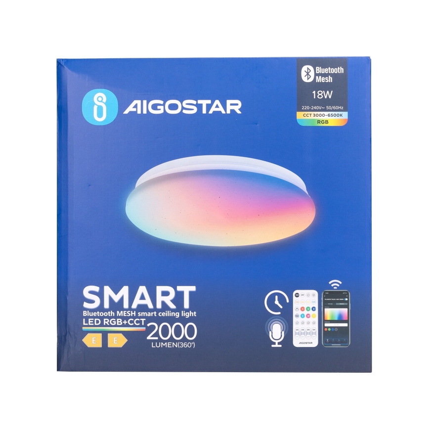 Aigostar - LED RGBW Stmívatelné koupelnové stropní svítidlo MESH Smart LED/18W/230V 3000-6500K IP44 + dálkové ovládání