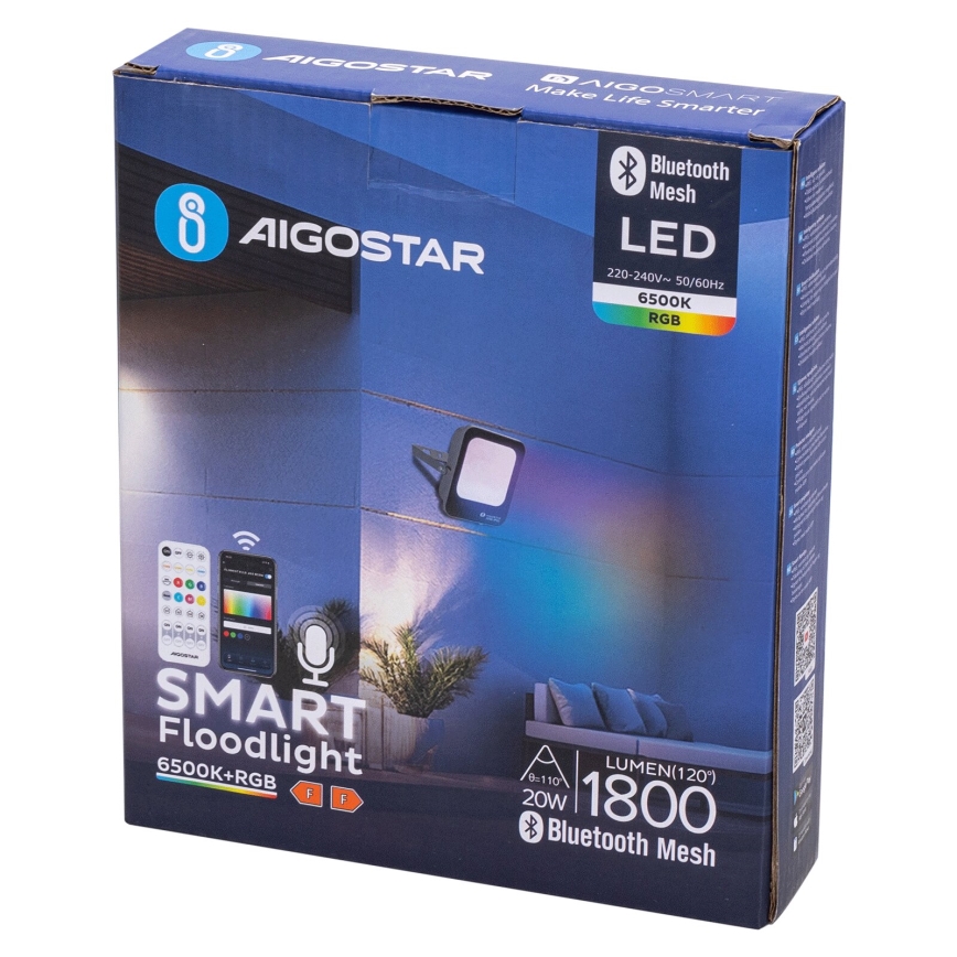 Aigostar - LED RGBW Stmívatelný reflektor MESH Smart LED/20W/230V 6500K IP65 + dálkové ovládání