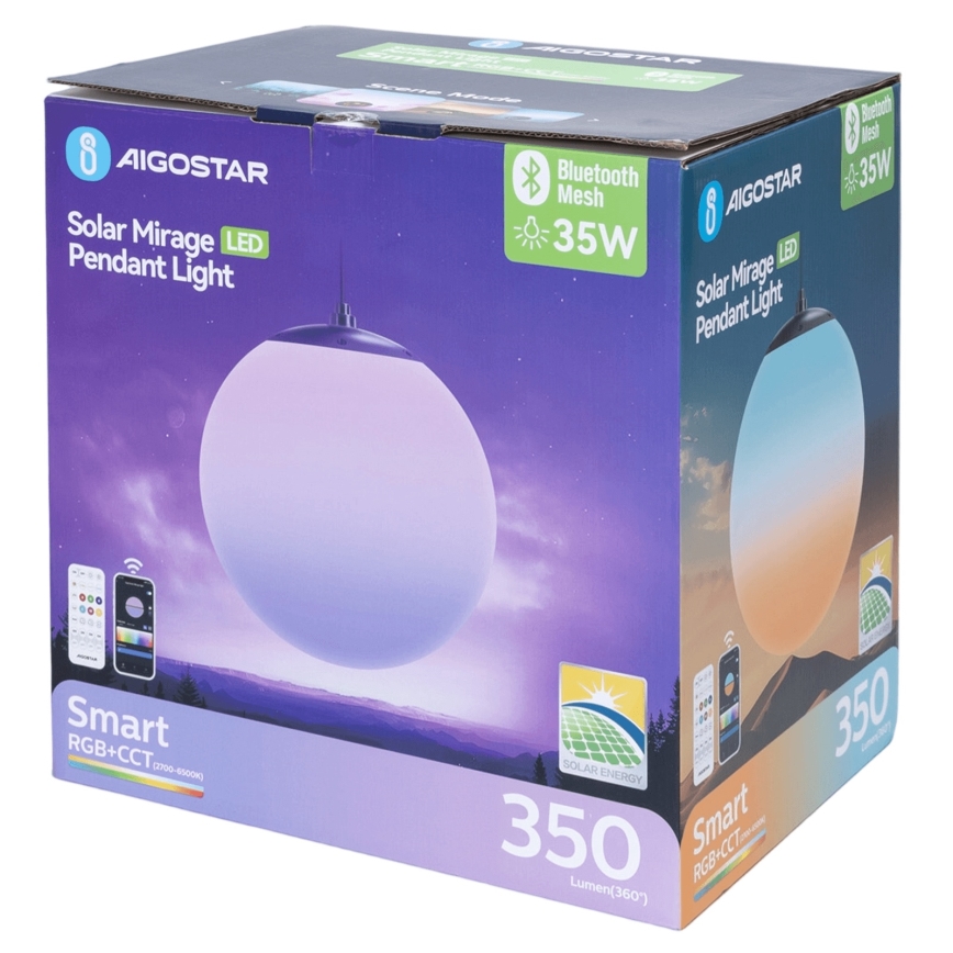 Aigostar - LED RGBW Stmívatelný solární lustr MESH LED/5W/3,7V 8000 mAh 2700K-6500K IP65 pr. 30 cm