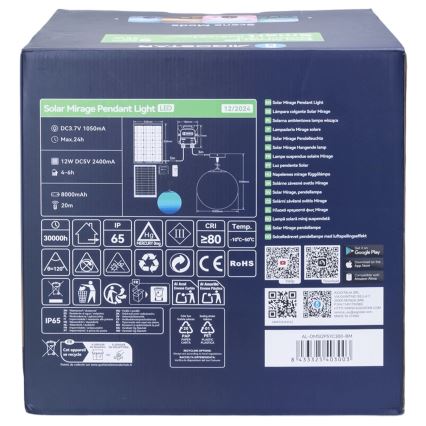Aigostar - LED RGBW Stmívatelný solární lustr MESH LED/5W/3,7V 8000 mAh 2700K-6500K IP65 pr. 30 cm
