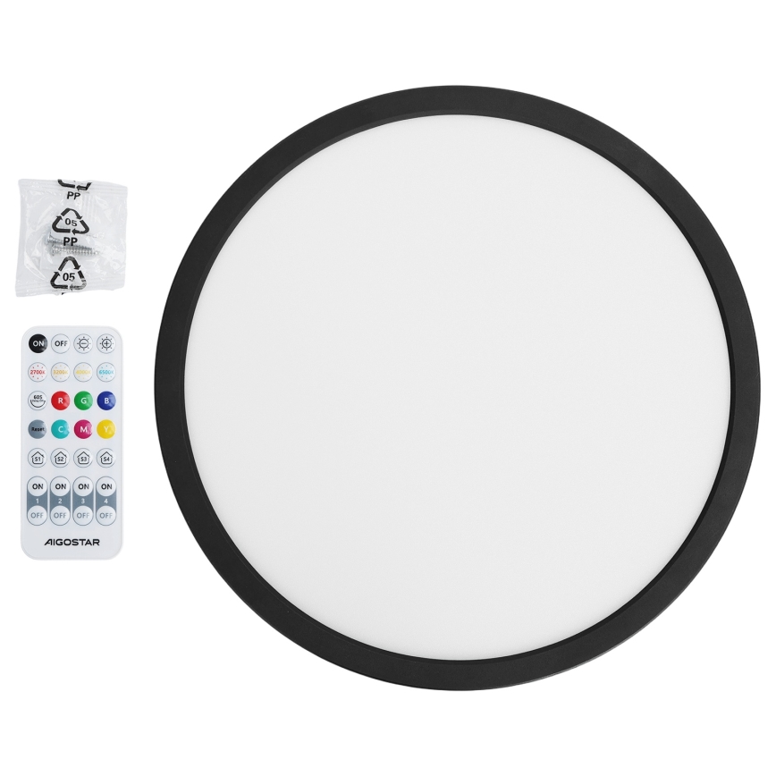 Aigostar - LED RGBW Stmívatelné stropní svítidlo MESH LED/24W/230V 3000-6500K černá + dálkové ovládání