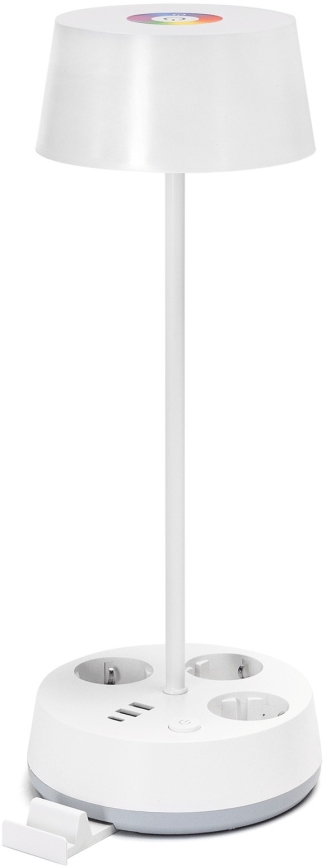 Aigostar - LED RGBW Stmívatelná stolní lampa se zásuvkami a USB LED/4,6W/230V 3000/4000/6500K bílá