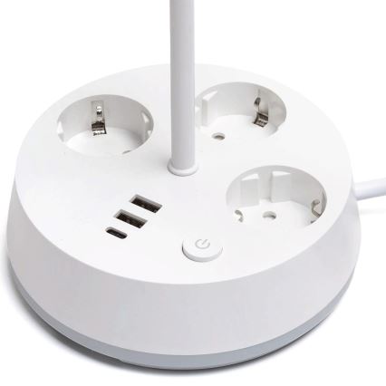 Aigostar - LED RGBW Stmívatelná stolní lampa se zásuvkami a USB LED/4,6W/230V 3000/4000/6500K bílá