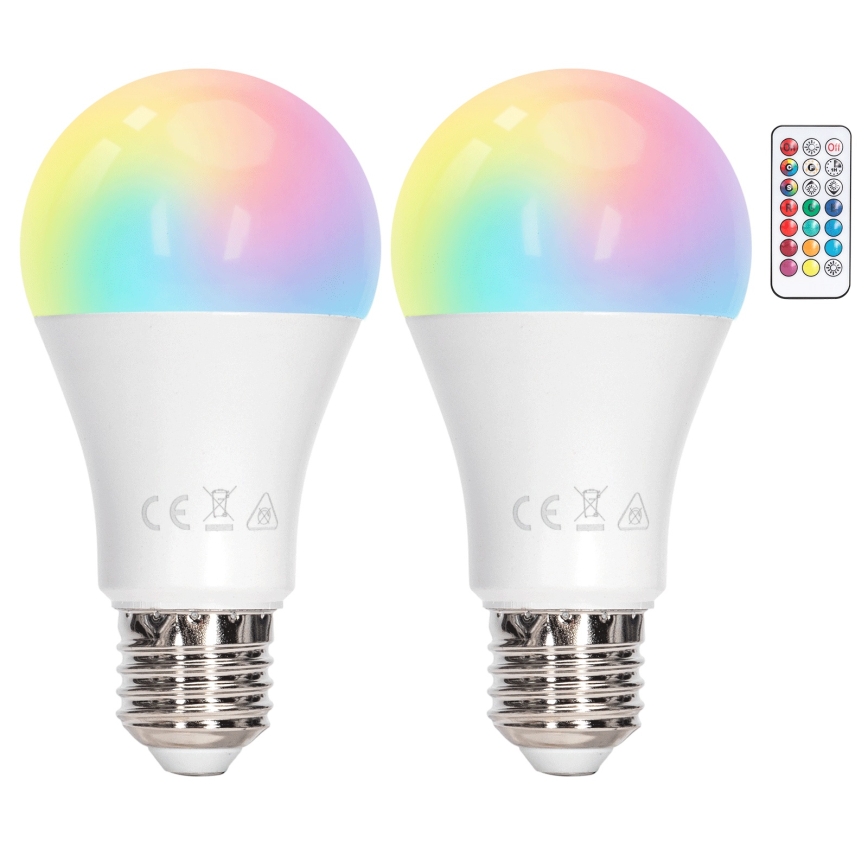 Aigostar - LED RGBW Stmívatelná žárovka A60 E27/10W/230V 3000K + dálkové ovládání