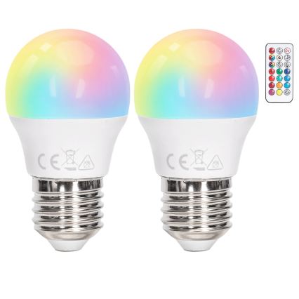 Aigostar - LED RGBW Stmívatelná žárovka G45 E27/4,8W/230V 3000K + dálkové ovládání